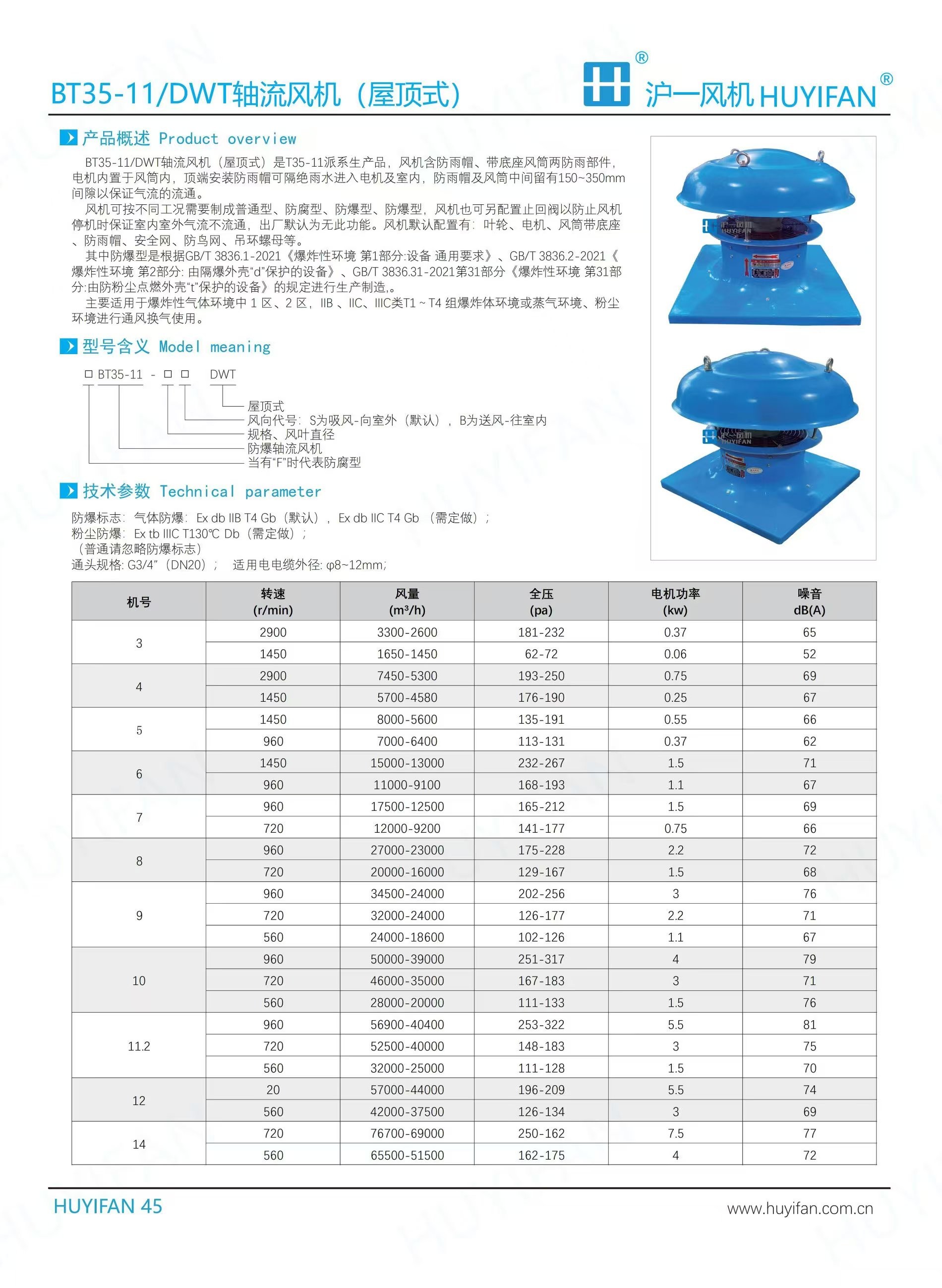 轴流式工业防爆屋顶风机 DWT排风机